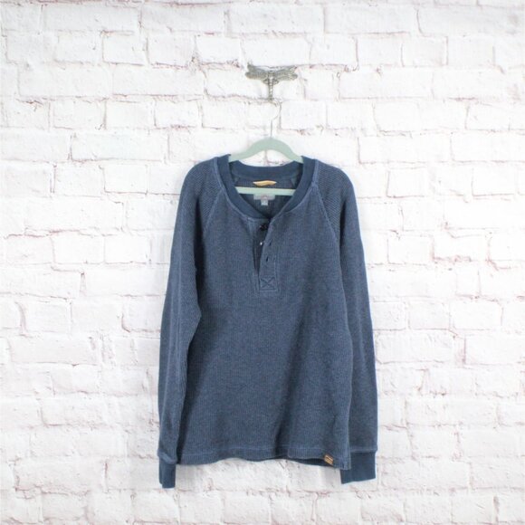 LL Bean Signature Waffle Henley Shirt Slim Fit Breathable Cotton Blue S - Picture 2 of 12